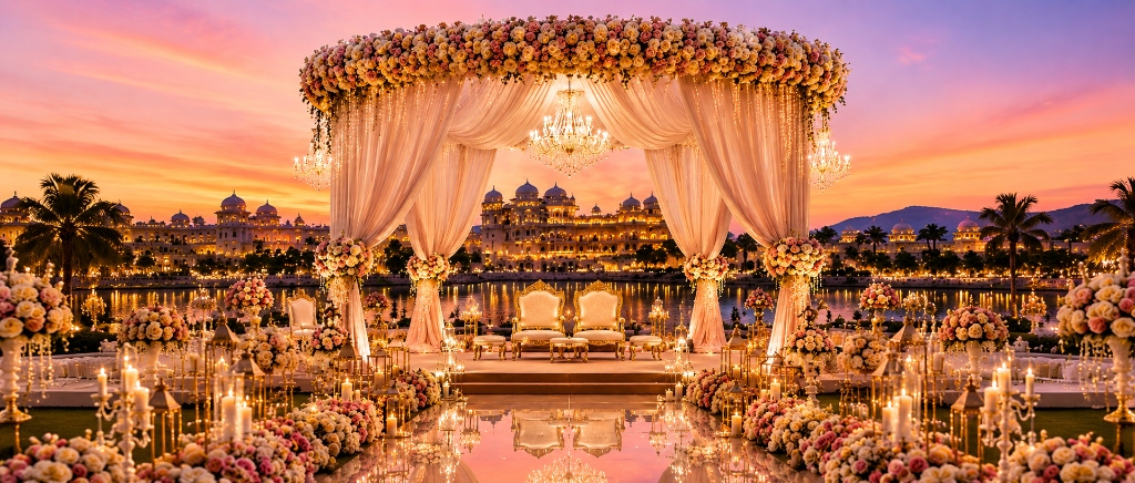Grand Palace Lakeside Mandap Ceremony Background